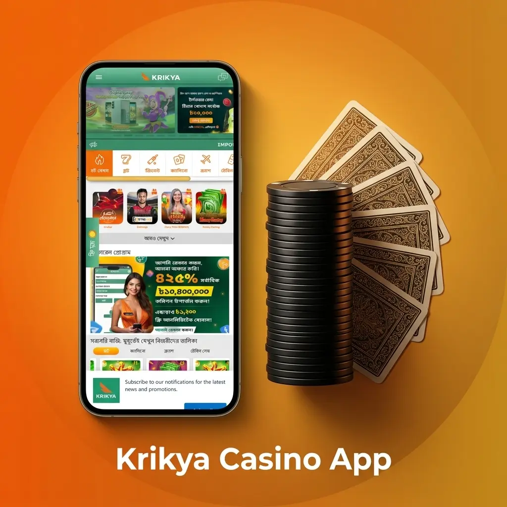 Krikya Casino App featuring live dealer games, slots, and table games from Pragmatic Play, Evolution Gaming, and Ezugi